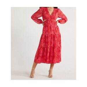 Sofia Jeans Womens Cutout Maxi Dress with Long Sleeves Floral Size M